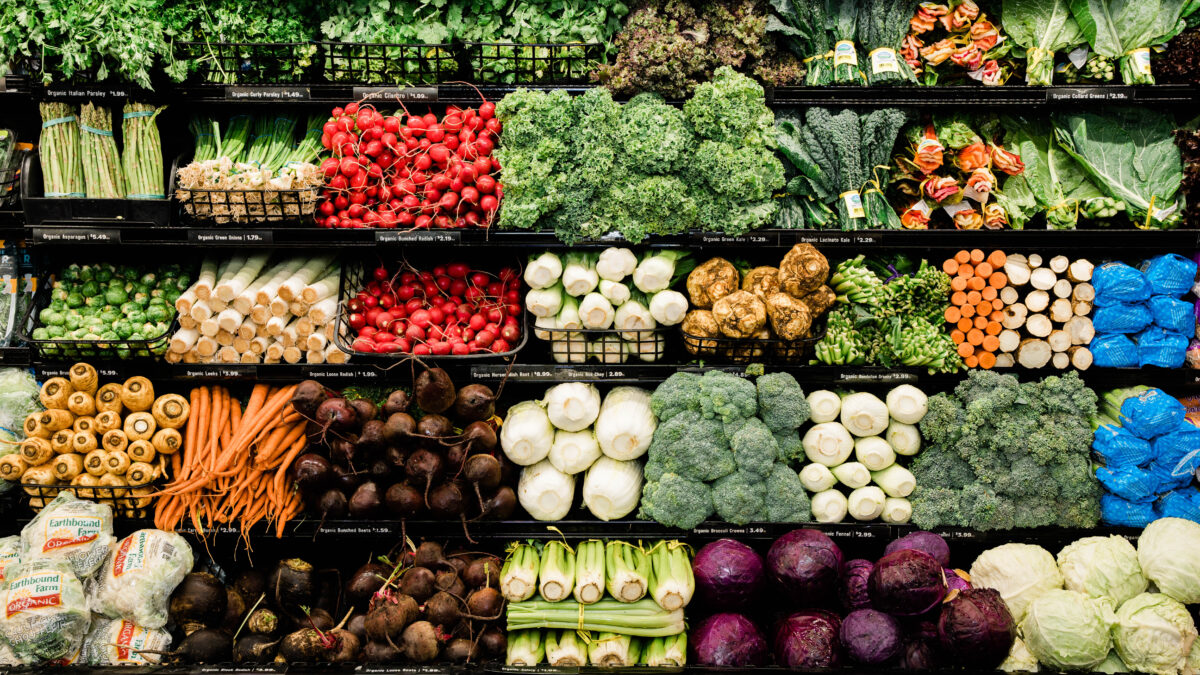 Stocked produce display at Good Earth Markets Layton